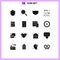 Pictogram Set of 16 Simple Solid Glyphs of tools, health, baby, form, disease