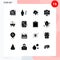Pictogram Set of 16 Simple Solid Glyphs of website, page, person, development, man