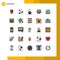Pictogram Set of 25 Simple Filled line Flat Colors of d, payment, unlocked, cloud, holy