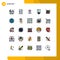 Pictogram Set of 25 Simple Filled line Flat Colors of future of money, trunk, location finder, pollution, place