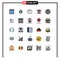 Pictogram Set of 25 Simple Filled line Flat Colors of insurance, diamond, market, memory, custom
