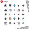 Pictogram Set of 25 Simple Filled line Flat Colors of shopping, internet, online, click, weather
