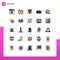 Pictogram Set of 25 Simple Filled line Flat Colors of success, search, filters, stone, curling