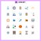 Pictogram Set of 25 Simple Flat Colors of fashion, education, application, cell, computer