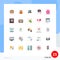 Pictogram Set of 25 Simple Flat Colors of love, chat, files, storage, documents
