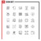 Pictogram Set of 25 Simple Lines of business, towels, heart, spa, glue