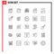 Pictogram Set of 25 Simple Lines of drops, blood, business, mail, greeting