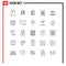 Pictogram Set of 25 Simple Lines of mail, structure, page, scaffolding, construction