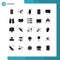 Pictogram Set of 25 Simple Solid Glyphs of binoculars, love, boat, like, weather