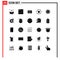 Pictogram Set of 25 Simple Solid Glyphs of business, protection, calendar, protect, time