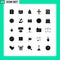 Pictogram Set of 25 Simple Solid Glyphs of computer server, sketch, shopping, develop, build