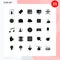 Pictogram Set of 25 Simple Solid Glyphs of drawing, pencil, security, pen, web