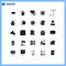 Pictogram Set of 25 Simple Solid Glyphs of font, security, secure, lock, love location