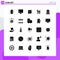 Pictogram Set of 25 Simple Solid Glyphs of living, cart, wifi, shopping, trolly