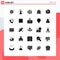 Pictogram Set of 25 Simple Solid Glyphs of newspaper, rate, medical, price, diamond