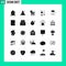 Pictogram Set of 25 Simple Solid Glyphs of power tools, drill, checkout, exparimant physics, physics