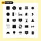 Pictogram Set of 25 Simple Solid Glyphs of shoot, business, christian, real estate, sign