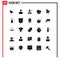 Pictogram Set of 25 Simple Solid Glyphs of space, space craft, officer, user, administration