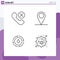 Pictogram Set of 4 Simple Filledline Flat Colors of call, water, phone, location, nature