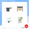 Pictogram Set of 4 Simple Flat Icons of baking, bulb, cups, real, internet of things