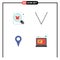 Pictogram Set of 4 Simple Flat Icons of buy, location, shop, bottom, pin