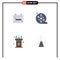 Pictogram Set of 4 Simple Flat Icons of calendar, classroom, love, cinema, rostrum