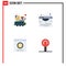 Pictogram Set of 4 Simple Flat Icons of car, chat, signal, web, help