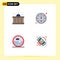 Pictogram Set of 4 Simple Flat Icons of hot, electronics, spa, speed, measuring