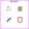 Pictogram Set of 4 Simple Flat Icons of mouse, school supplies, education, div, security