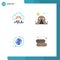 Pictogram Set of 4 Simple Flat Icons of network, business network, connect, chair, cabin