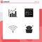 Pictogram Set of 4 Simple Solid Glyphs of analysis, connection, chart, develop, wifi
