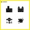 Pictogram Set of 4 Simple Solid Glyphs of appliances, find, phone, church, web