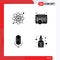 Pictogram Set of 4 Simple Solid Glyphs of atom, microphone, study, time, liquid