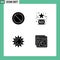 Pictogram Set of 4 Simple Solid Glyphs of ban, day, black, like, internet