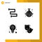 Pictogram Set of 4 Simple Solid Glyphs of bathroom, model, chemical, study, acting