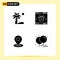 Pictogram Set of 4 Simple Solid Glyphs of beach, location, summer, online, pin
