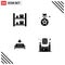 Pictogram Set of 4 Simple Solid Glyphs of box, furniture, warehouse, badge, home