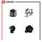 Pictogram Set of 4 Simple Solid Glyphs of calculate, borrowing ideas, duties, art, catch