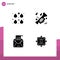 Pictogram Set of 4 Simple Solid Glyphs of color, email, edit, music, greeting