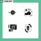 Pictogram Set of 4 Simple Solid Glyphs of content, research, development, education, secure