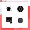 Pictogram Set of 4 Simple Solid Glyphs of cooking, cpu, holiday, delete, computer