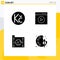 Pictogram Set of 4 Simple Solid Glyphs of koruna, data, audio play, video play, file