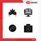 Pictogram Set of 4 Simple Solid Glyphs of mask, arrow, mardigras, monitor, ui