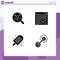 Pictogram Set of 4 Simple Solid Glyphs of search, ice, science, online, summer