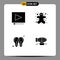 Pictogram Set of 4 Simple Solid Glyphs of video, light, cookie, halloween, business