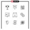 Pictogram Set of 9 Simple Outlines of development, computer, sale, coding, webpage