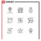 Pictogram Set of 9 Simple Outlines of dollar, investment, flower, coins, direction