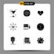 Pictogram Set of 9 Simple Solid Glyphs of business, presentation, heart, shopping store, eshop