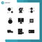 Pictogram Set of 9 Simple Solid Glyphs of cooler, letter, bathroom, envelope, dumbbell