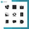 Pictogram Set of 9 Simple Solid Glyphs of decision, balance, creating blueprint, property, stairs